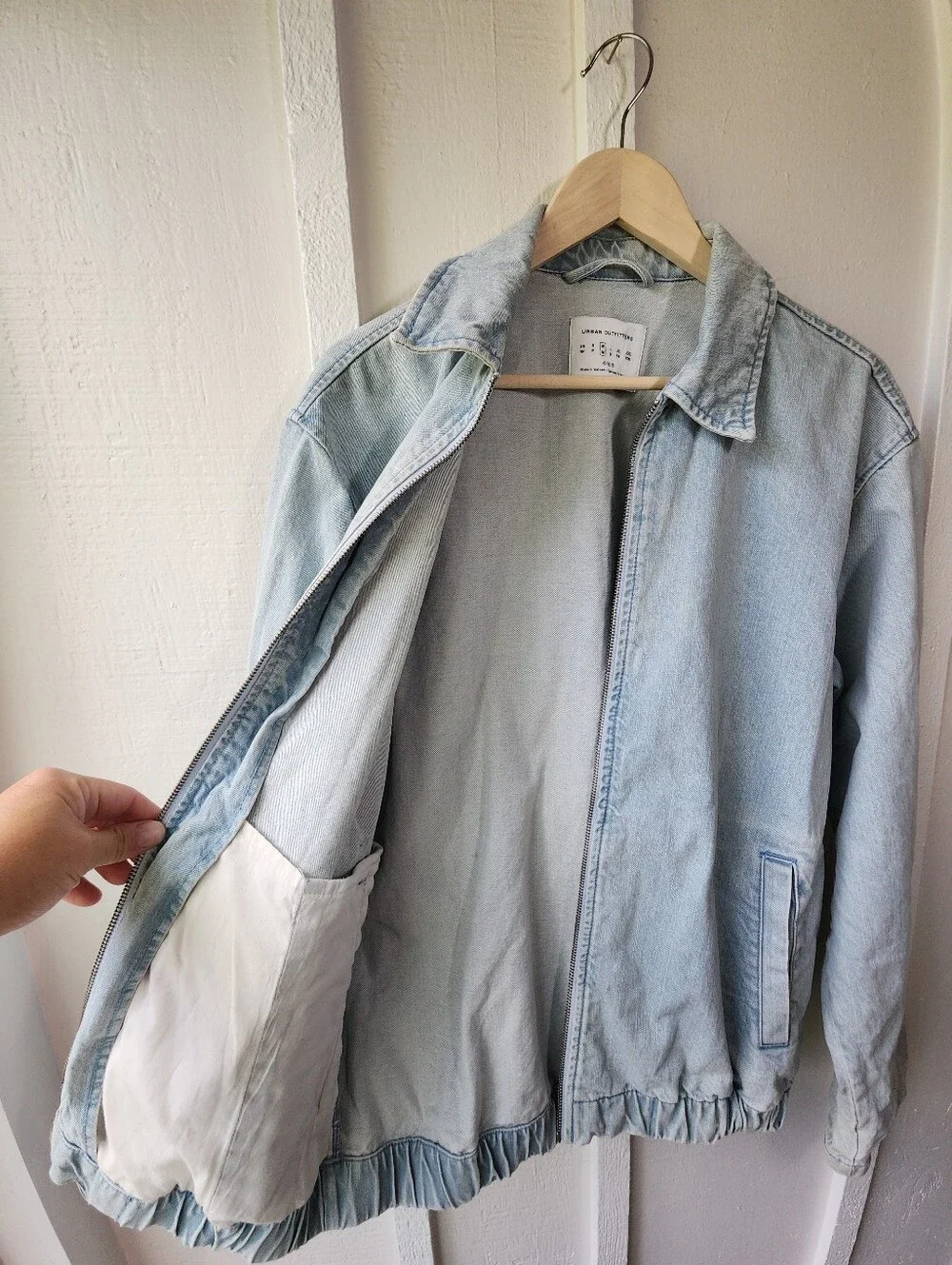 Urban Outfitters Denim Harrington Jacket Light Wash Size Medium